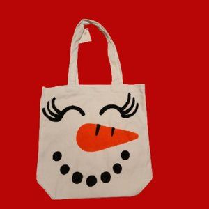 NWOT Hand painted Snowwoman canvas tote bag